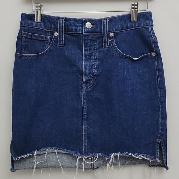 Madewell Stretch Denim Straight Mini Skirt Step-Hem Edition 26 - Picture 3 of 16